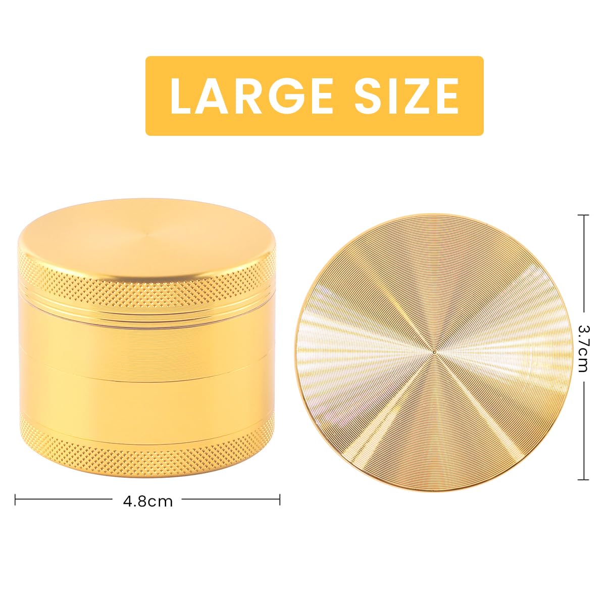 Supvox Herb Grinder Spice Mill 1.96'' Metal Grinder with Precision Teeth Minimalism Brushed Golden Zinc Alloy Kitchen Grinder for Herbs & Spices Supvox Herb Grinder Spice Mill 1.96'' Metal Grinder with Precision Teeth Minimalism Brushed Golden Zinc Alloy Kitchen Grinder for Herbs & Spices